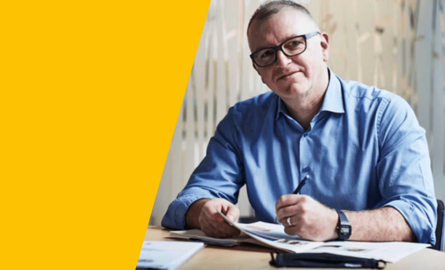 Image of Simon McKenzie with MHWC branding